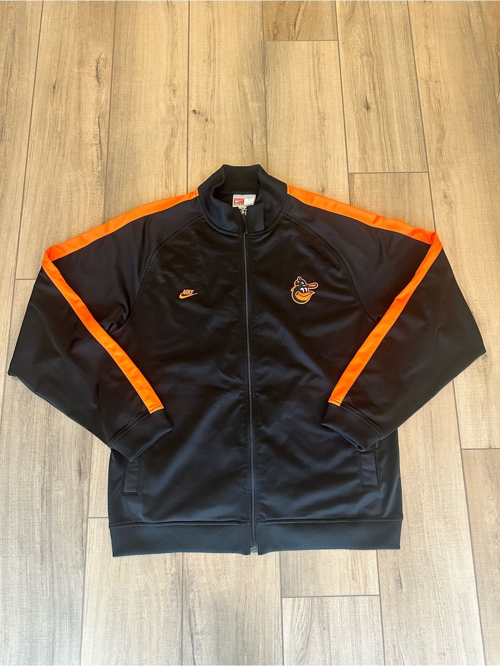 Nike Baltimore Orioles Black Track Jacket with Orange Stripe